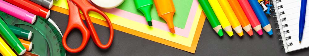 Picture - School supplies on grey background